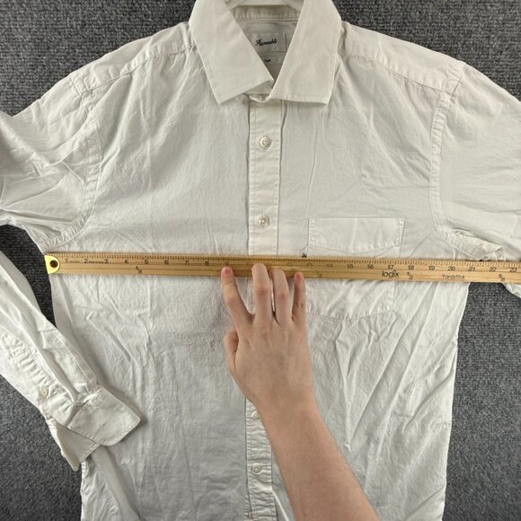 Faconnable 15.5 Club White Shirt Solid Button Up Long Sleeve Pocket Mens Spread - Picture 6 of 16